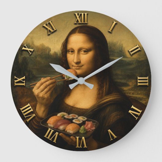 Funny Sushi Mona Lisa  Grote Klok (Voorkant)