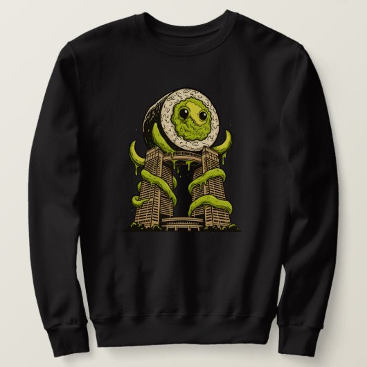 Funny Sushi Monster Kaiju Urban Attack Design Trui (Design voorkant)