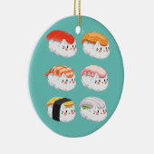 Funny Sushi Sixpack katten voor alle kattendeksels Keramisch Ornament (Rechts)