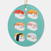 Funny Sushi Sixpack katten voor alle kattendeksels Keramisch Ornament (Links)