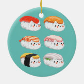 Funny Sushi Sixpack katten voor alle kattendeksels Keramisch Ornament (Achterkant)