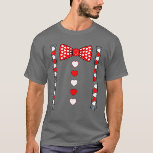 Funny Suspenders en Hearts Bow Stropdas Cute Love T-shirt