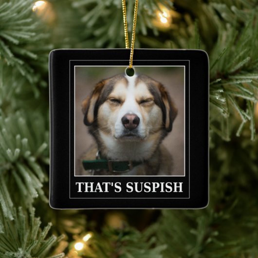 Funny Suspish Dog Meme Keramisch Ornament (Boom)