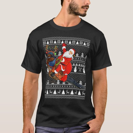 Funny Swallow Bird Lover Santa Riding Swallow Ugly T-shirt (Voorkant)