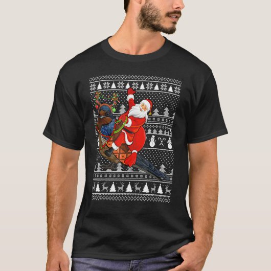 Funny Swallow Bird Lover Santa Riding Swallow Ugly T-shirt (Voorkant)