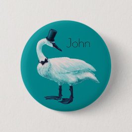 Funny Swan Birdwatch Ronde Button 5,7 Cm
