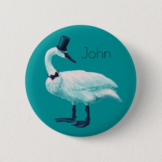 Funny Swan Birdwatch Ronde Button 5,7 Cm (Voorkant)