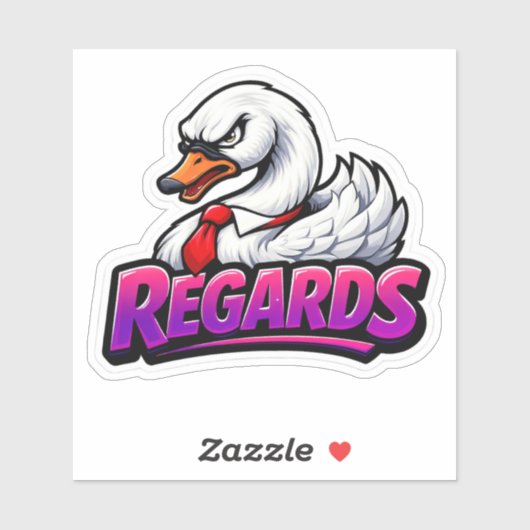 Funny Swan Regards Office Sarcasm Sticker (Vel)