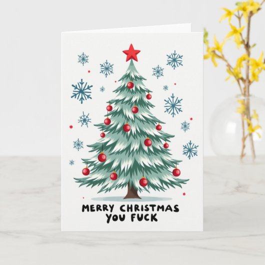 Funny Sweary Christmas Tree Card Kaart (Gele Bloem)