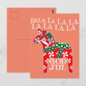 Funny Swedish KerstGod Jul Dala Horse Dalahos Briefkaart (Voorkant / Achterkant)
