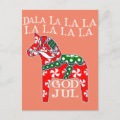Funny Swedish KerstGod Jul Dala Horse Dalahos Briefkaart (Voorkant)