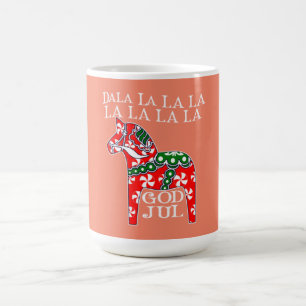 Funny Swedish KerstGod Jul Dala Horse Dalahos Koffiemok