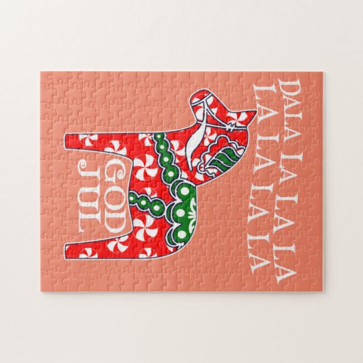 Funny Swedish KerstGod Jul Dala Horse Dalahos Legpuzzel (Horizontaal)