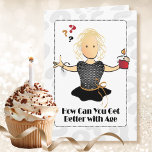 Funny Sweet 60th Birthday Vrouw Cartoon Modern Kaart<br><div class="desc">Deze lieve en grappige 60ste verjaardagskaart is voor de vrouw die niet beter kan worden met de leeftijd omdat ze al perfect is! Personaliseer uw bericht binnen voor de speciale dame</div>