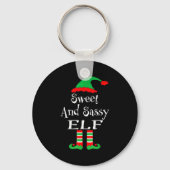 Funny Sweet And Sy Elf Shirt Xmas Family Matching Sleutelhanger (Voorkant)