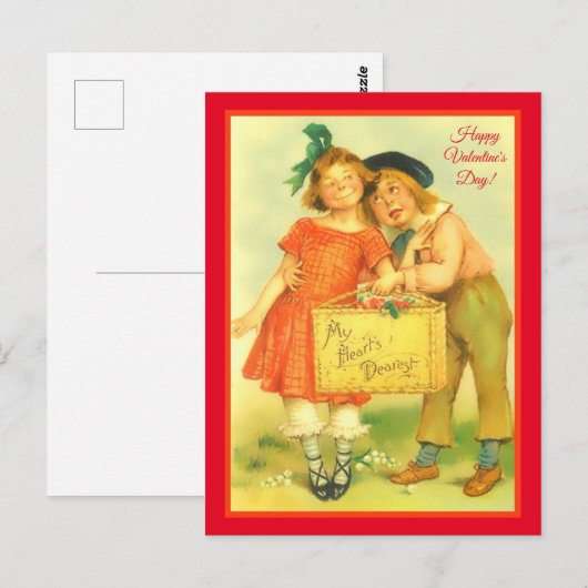 Funny Sweet Boy and Girl Happy Valentine Day Briefkaart (Voorkant / Achterkant)