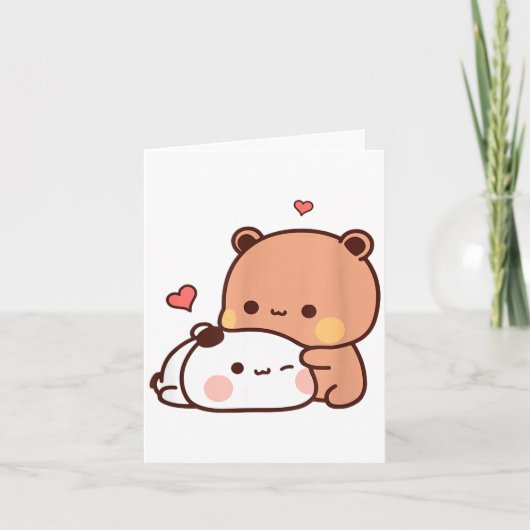 Funny Sweet Kawaii Kp Bear Panda Hugging Couple Lo Kaart (Voorkant)