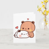 Funny Sweet Kawaii Kp Bear Panda Hugging Couple Lo Kaart (Gele Bloem)