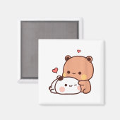 Funny Sweet Kawaii Kp Bear Panda Hugging Couple Lo Magneet (Voorkant / Achterkant)