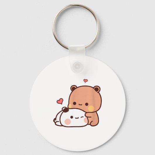Funny Sweet Kawaii Kp Bear Panda Hugging Couple Lo Sleutelhanger (Voorkant)