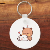 Funny Sweet Kawaii Kp Bear Panda Hugging Couple Lo Sleutelhanger (Voorkant)