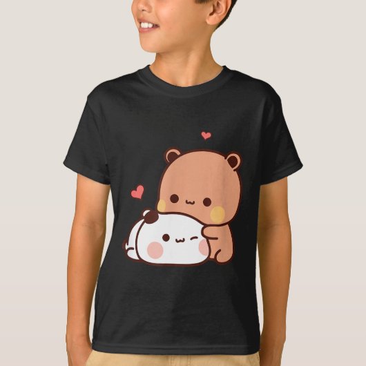 Funny Sweet Kawaii Kp Bear Panda Hugging Couple Lo T-shirt (Voorkant)
