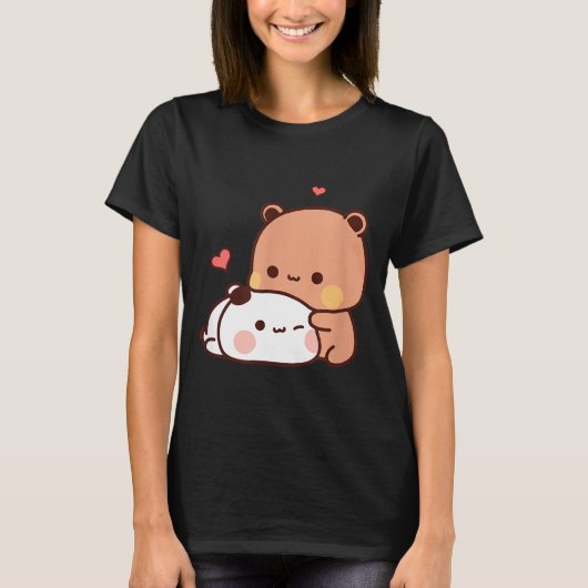 Funny Sweet Kawaii Kp Bear Panda Hugging Couple Lo T-shirt (Voorkant)