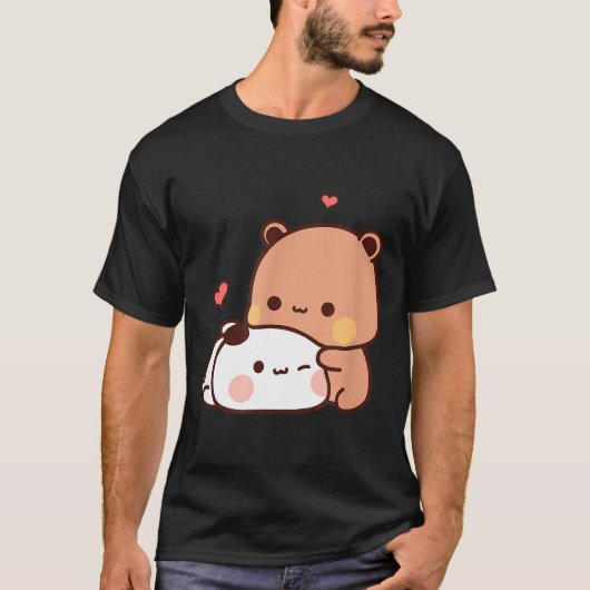 Funny Sweet Kawaii Kp Bear Panda Hugging Couple Lo T-shirt (Voorkant)
