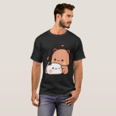 Funny Sweet Kawaii Kp Bear Panda Hugging Couple Lo T-shirt (Voorkant volledig)