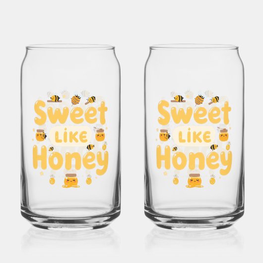Funny "Sweet Like Honey" Bumblebee Blikvorm Glas (Voorkant)