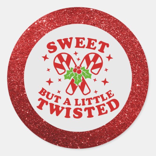 Funny Sweet, maar Twisted Red Glitter Snoep Humor Ronde Sticker (Voorkant)