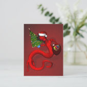 Funny Sweet Red Santa Dragon Feestdagenkaart (Staand voorkant)