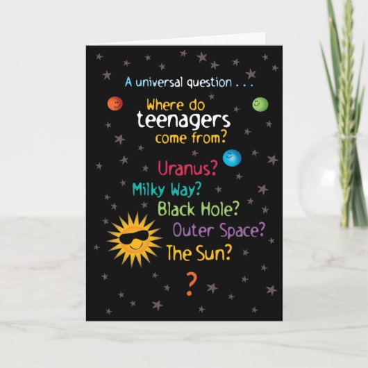 Funny/Sweet Space Tiener Birthday Kaart (Voorkant)
