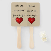 Funny Sweet Wedding Red Heart met Names and Year Handwaaier (Voorkant en achterkant)