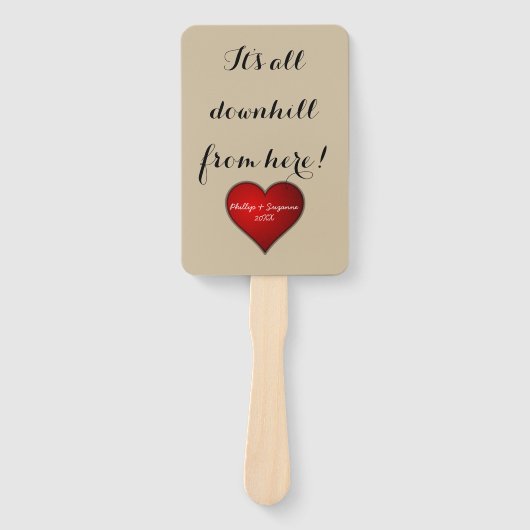 Funny Sweet Wedding Red Heart met Names and Year Handwaaier (Voorkant)