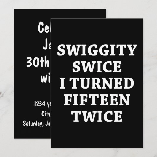 Funny Swiggity 30th Birthday Kaart (Voorkant / Achterkant)