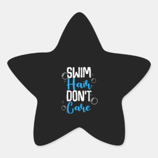 Funny Swim Hair Dont Care Cute Swimming Mannen Ster Sticker