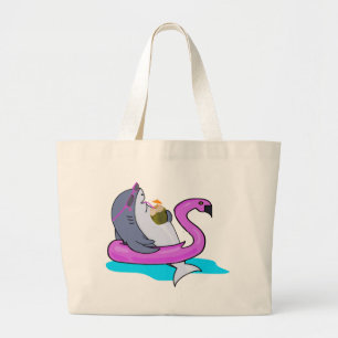 Funny Swim met einde vakantieweek bij haaien Grote Tote Bag