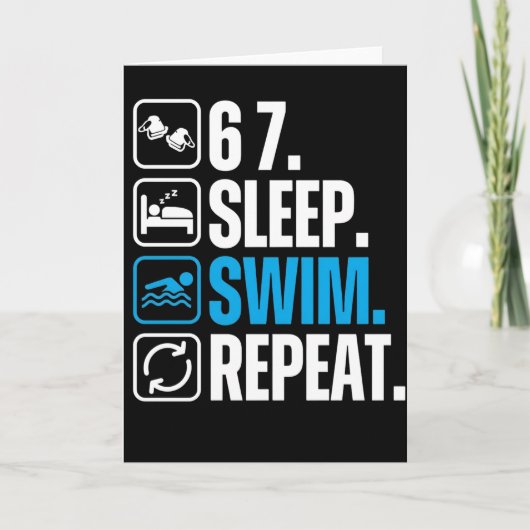 Funny Swimmer 67 Sleep Swim Repeat Kaart (Voorkant)