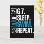 Funny Swimmer 67 Sleep Swim Repeat Kaart (Gele Bloem)