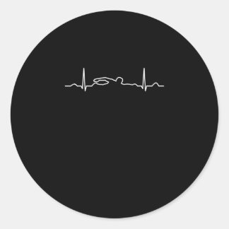 Funny Swimmer Heartbeat Apparel (Zwemende Mannen V Ronde Sticker