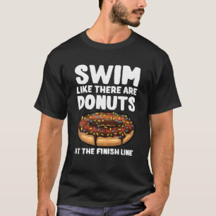 Funny Swimming Donut Design Mannen Vrouwen zwemmen T-shirt