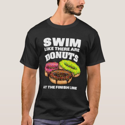 Funny Swimming Donut Design Mannen Vrouwen zwemmen T-shirt (Voorkant)