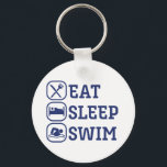 Funny Swimming Eat Sleep Swim Sleutelhanger<br><div class="desc">Eat Sleep Swim. Grappig zwemmen citeert design voor hen die graag bij het zwembad hangen en op een hete zomerdag zwemmen. Koel en geweldige atletische koopwaar voor zwematleten. Ideaal voor zwemteam op de middelbare school of voor hogescholen. Eenvoudig tekstontwerp met minimaal zwempictogram voor degenen die van humor houden, hete citaten,...</div>