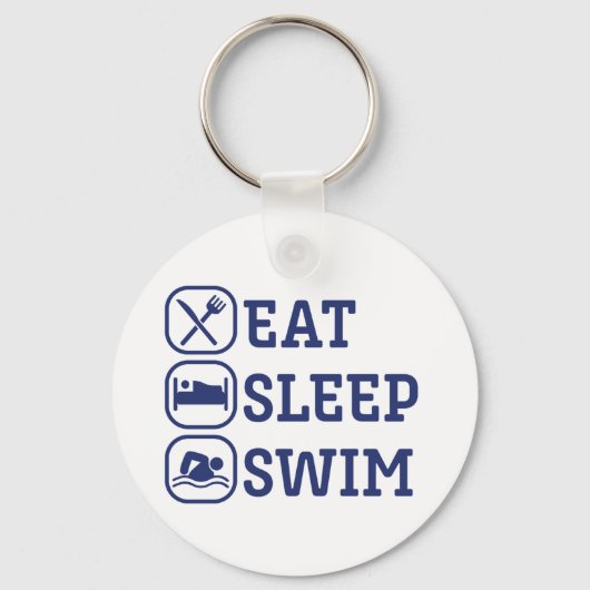 Funny Swimming Eat Sleep Swim Sleutelhanger (Voorkant)