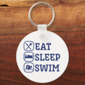 Funny Swimming Eat Sleep Swim Sleutelhanger (Voorkant)
