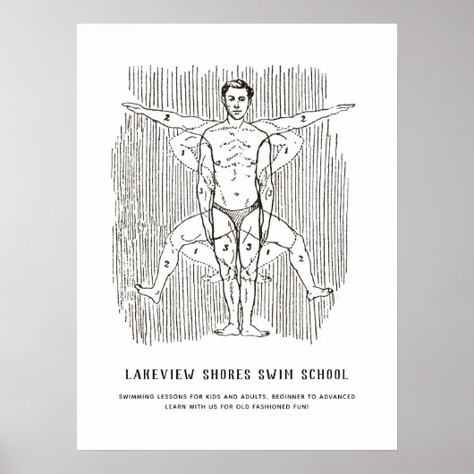 Funny  Swimming of Swim School Figuur Poster (Voorkant)