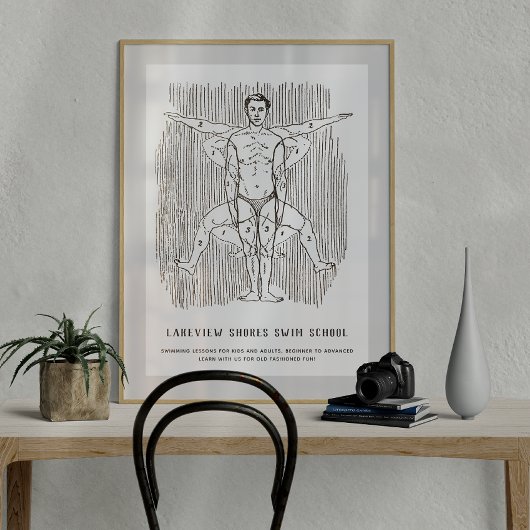 Funny  Swimming of Swim School Figuur Poster