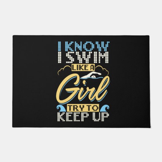 Funny Swimming Quote Deurmat (Voorkant)
