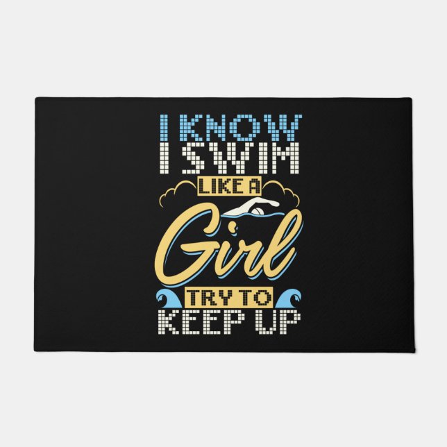 Funny Swimming Quote Deurmat (Voorkant)